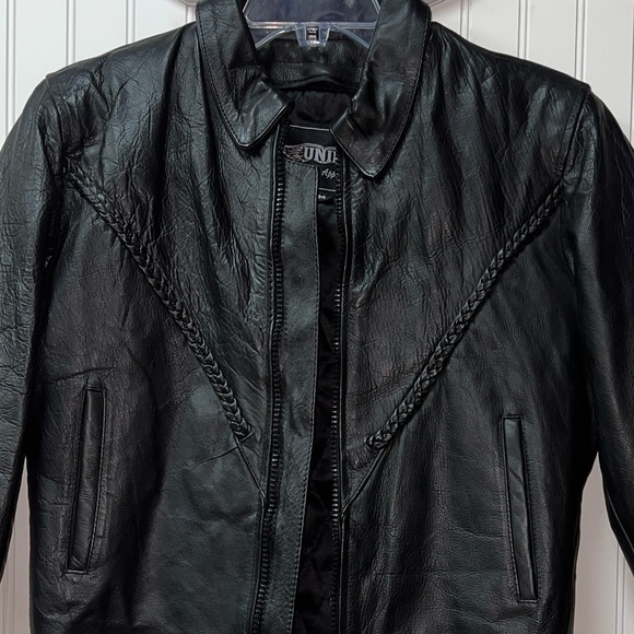 Unik Jackets & Blazers - Unik Heavyweight Black Leather Biker Jacket M Moto Bikercore